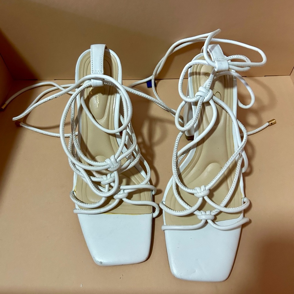 Jessica Simpson White Strappy Heels